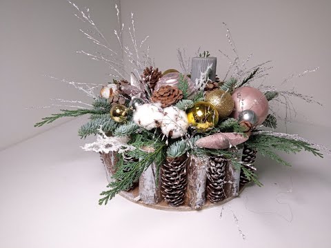 Видео: Новогодняя композиция с шишками