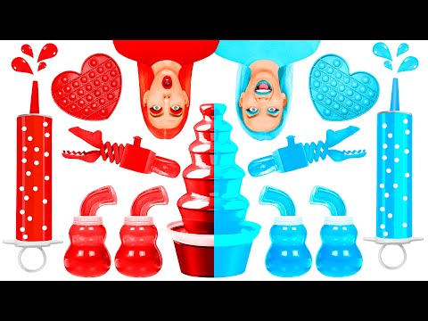 Видео: Красная еда vs Синяя еда Челлендж | Битвы с едой с Craft4Fun Challenge