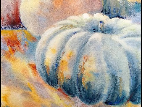 Видео: Акварельный натюрморт с тыквами/Watercolour pumpkins