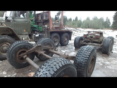 Видео: Урал лесовоз Ремонт "Колхозного" полуприцепа