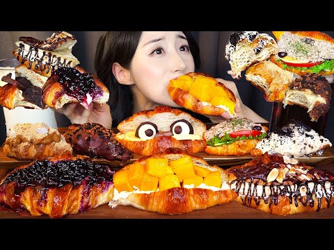 Видео: Влажные фрукты и липкие шоколадные круассаны АСМР Десерт 🥐ㅣманго Черника МукбангㅣDessert