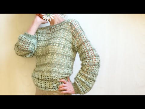 Видео: [Весна/Лето] Как связать крючком пуловер