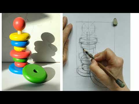 Видео: Рисуем пирамидку простым  карандашом.