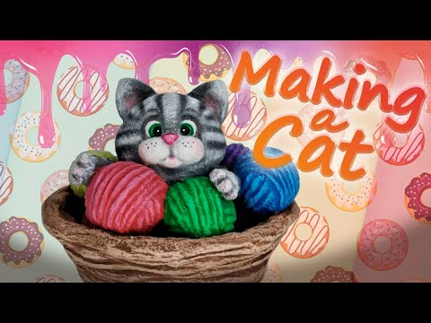Видео: МК Котик в корзине из ваты / Ватная игрушка  / DIY cat i