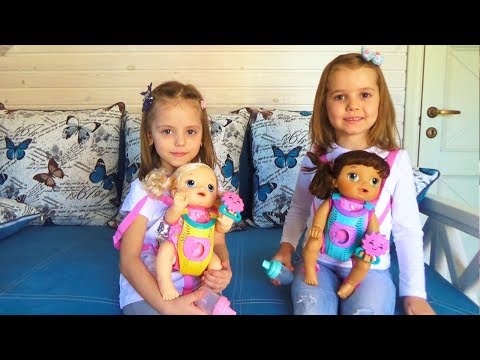 Видео: Мисс Кейти и Настя КАК МАМА с куклами Baby Alive Кормят одевают Катают в коляске КУКЛЫ пупсики