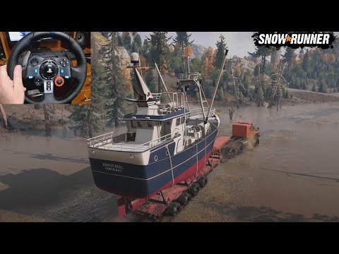 Видео: Урал 425702 «Артика» и неустойчивый прицеп с яхтой | SnowRunner | Logitech G29