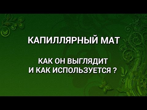 Видео: Капиллярный мат. Что за зверь?