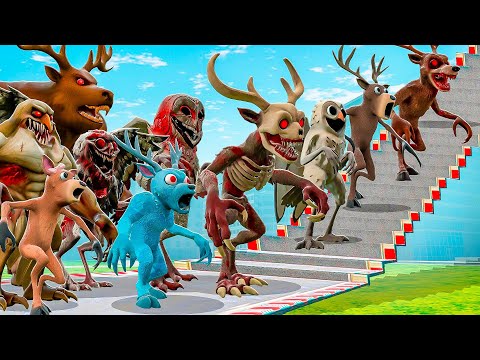 Видео: КАК ДАЛЕКО ВСЕ СОВЫ и ОЛЕНИ 99 НОЧЕЙ В ЛЕСУ СМОГУТ ЗАБРАТЬСЯ ПО СТУПЕНЬКАМ ЛЕСТНИЦЫ В ГАРРИС МОД?