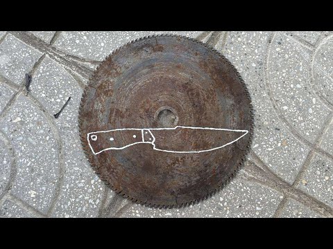 Видео: От ржавого дискового лезвия до острого ножа Боуи | Простое изготовление ножа из старого полотна пилы