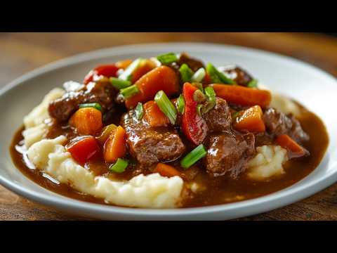 Видео: Вкусный гуляш с говядиной и картофельным пюре - лучший семейный рецепт!