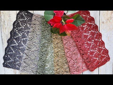 Видео: Как связать красивый палантин спицами "Весенний сад". Мастер-класс.