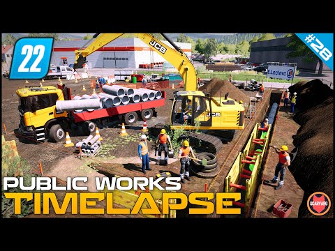 Видео: 🚧 Строительство бетонных труб трубопровода — Scania XT и JCB в действии⭐ FS22 Городские обществен...