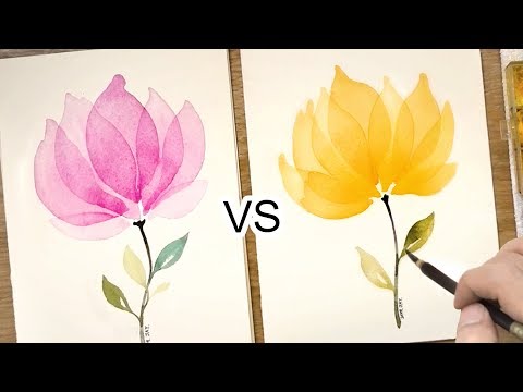 Видео: «Слоистые лепестки» техника акварельной живописи Yellow #348