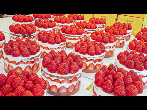 Видео: Потрясающее качество торта! Как приготовить клубничный торт – корейская уличная еда