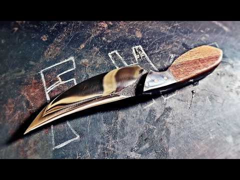 Видео: Из старого поворотного лезвия мотоблока сделали походный нож.