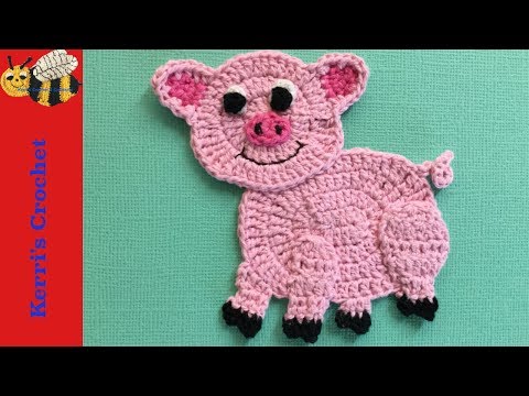 Видео: Уроки вязания крючком аппликации - Урок вязания крючком свиньи