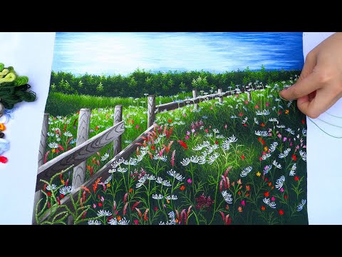 Видео: Дизайны для вышивания KIT71 - Мастер-класс по вышивке "Поле полевых цветов в степи"