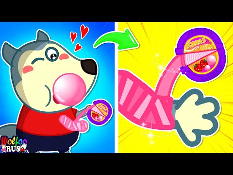 Видео: Волфу получил бу-бу от жвачки! | Детские мультфильмы на русском | Wolfoo Russian