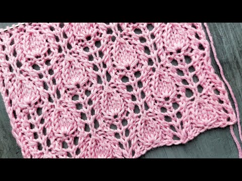 Видео: Красивый ажурный узор с мелкими листьями для вязания летнего топа, сарафана