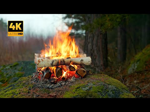 Видео: Осенний 4K костер у леса 🔥🌲Аутентичные звуки и естественные цвета
