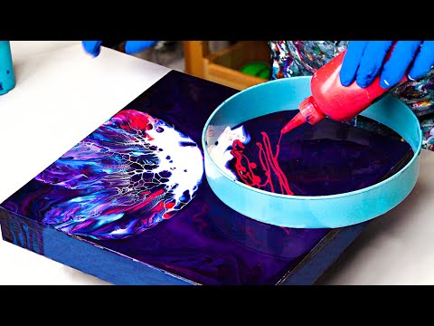 Видео: Туманность Бабочка🌌 Неожиданная заливка акрилом -Как исправить тусклую картину-Абстрактное искусство