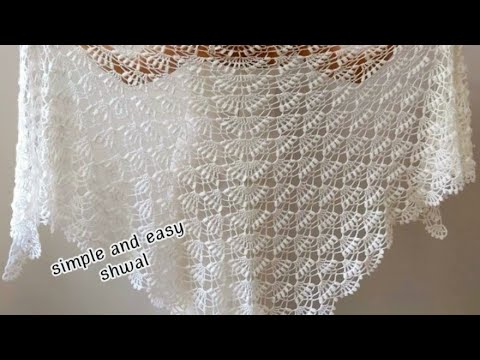 Видео: Как связать простую женскую шаль крючком пошагово для начинающих.