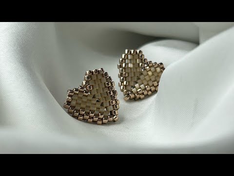 Видео: Подробный мастер-класс на серьги-гвоздики сердечки из бисера