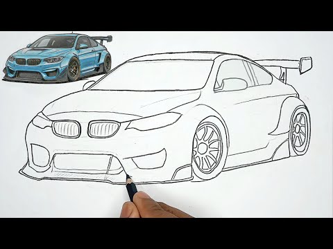 Видео: Урок рисования автомобиля BMW M4 F82 || Как нарисовать автомобиль BMW |🔥 Спортивный вид 🔥|😍