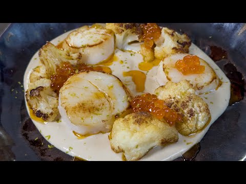 Видео: Морские гребешки с цветной капустой и устричным соусом