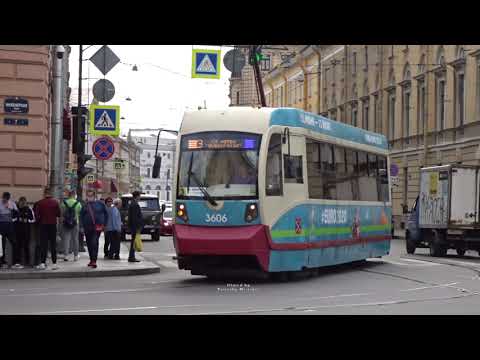 Видео: Tрамваи в Санкт-Петербурге: Trams in St Petersburg, Russia 2021