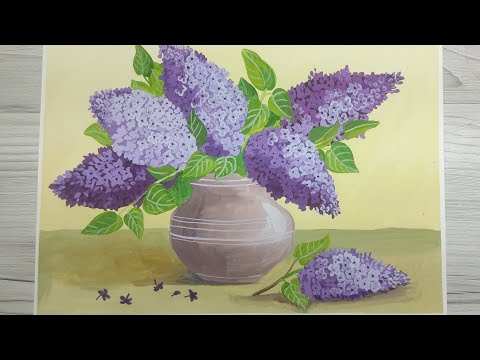 Видео: Как нарисовать СИРЕНЬ в вазе. Простой способ. Очень подробный урок для новичков.