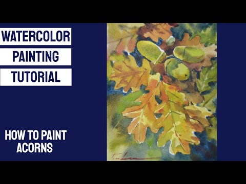 Видео: УРОКИ АКВАРЕЛИ - Как нарисовать ОСЕННЮЮ ТЕМУ с листьями и желудями #осень #искусство #скетч
