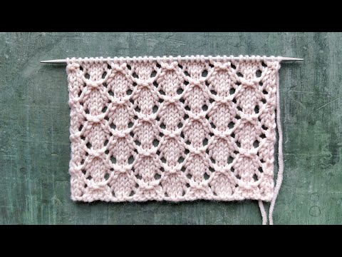 Видео: Нежный ажурный узор с рельефными ромбами
