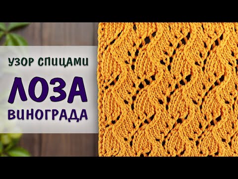 Видео: Ажурный узор спицами ВИНОГРАДНАЯ ЛОЗА (Лоза винограда) 🍇