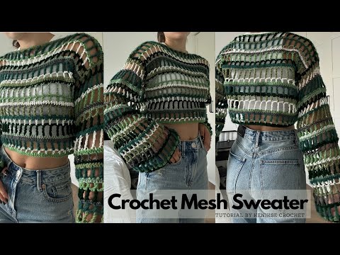 Видео: Урок вязания крючком сетчатого свитера I Kenikse Crochet