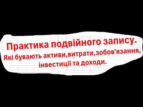 Видео: ПРАКТИКА ПОДВІЙНОГО ЗАПИСУ. ЯКІ БУВАЮТЬ АКТИВИ, ВИТРАТИ, ІНВЕСТИЦІЇ, ЗОБОВ'ЯЗАННЯ ТА ДОХОДИ.