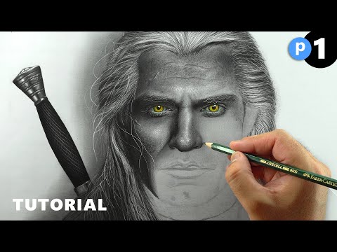 Видео: Рисунок Ведьмак: Геральт из Ривии (Генри Кавилл) | Учебник для НАЧИНАЮЩИХ