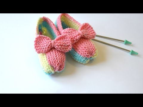 Видео: Детские мокасины с бантиком спицами