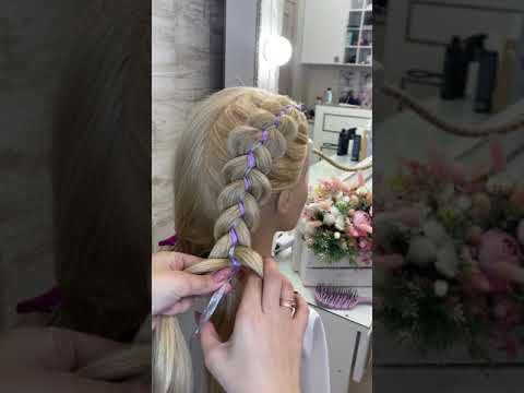 Видео: Пятипрядная коса с двумя лентами