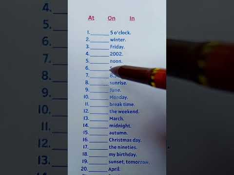 Видео: Упражнение по английской грамматике — УГАДАЙТЕ ПРАВИЛЬНЫЙ ПРЕДЛОГ || AT | ON | IN