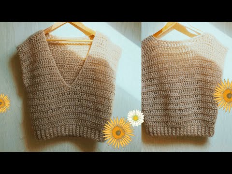 Видео: [V-образный вырез] Как связать крючком жилет, который будет выглядеть аккуратно