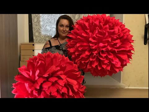 Видео: Огромные  цветы из гофрированной бумаги. Growth flowers from crepe paper