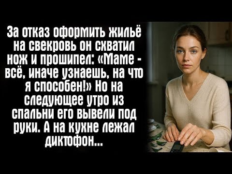 Видео: За отказ оформить жильё на свекровь он схватил нож и прошипел- «Маме — всё, иначе узнаешь...