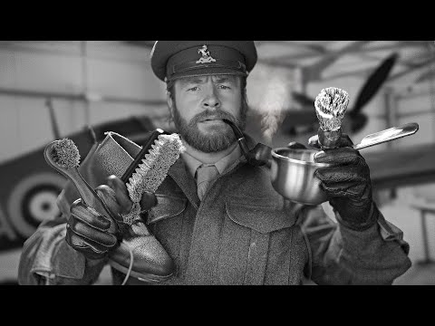 Видео: ASMR: аутентичное бритье бритвой и чистка обуви 1940-х годов