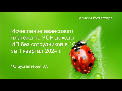 Видео: Расчет авансового платежа ИП без сотрудников на УСН доходы за 1 квартал 2024 года в 1С