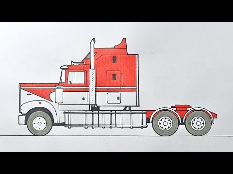 Видео: Как нарисовать грузовик Kenworth шаг за шагом