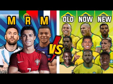 Видео: Месси, Роналду, Мбаппе 🆚 БРАЗИЛИЯ СТАРАЯ, СЕЙЧАС, НОВАЯ 🔥(Неймар-младший, Пеле, Роналдинихо, Вини...