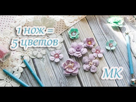 Видео: 5 разных цветов при помощи одного ножа / Мастер класс / How to create paper flowers | eng sub