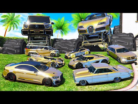 Видео: УГНАЛ КУЧУ ЗОЛОТЫХ ЧИТ ТАЧЕК И ОГРОМНУЮ МАШИНУ БИГФУТ У МАЖОРА ЗА 180 СЕКУНД! БИТВА ВОРОВ В ГТА 5!