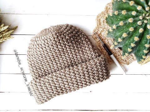 Видео: Шапка крючком рельефным узором\Crochet hat